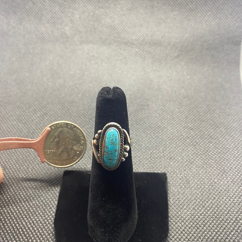 Bell Sterling silver oval turquoise ring